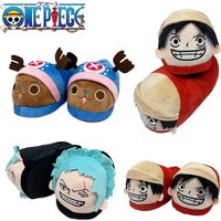One Piece Luff Slippers Anime Plush Cotton Slippers Cute All-inclusive Home Slipper Winter Anti-slip Anti-slip Warm Shoes Gift