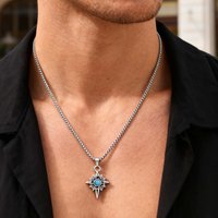 Vintage Viking Celtic Knot Necklace for Men,Stailess Steel Natural Stone Necklace,Punk Healing Jewelry Gift