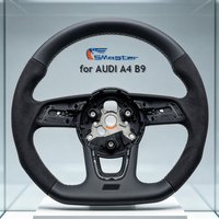 Flat Bottom Sport Steering Wheel for Audi A4 B9 A1/A3/A4/S4/A5/S5/A6/A7 2017-2020 Half Suede Leather White Suture Customizable