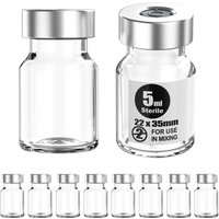Sterile Empty Vials Silver Aluminum Cap with Butyl Rubber Stopper,Sterile Package of10