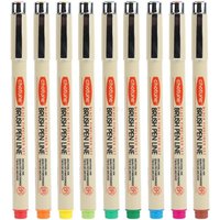 9 Farben weicher Pinsel mit poröser Spitze, Zeichnungsdesign, Skizze, Mikron-Stift, 0,5 mm Fineliner, Nadel-Zeichenstift-Zubehör