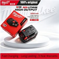 Genuine Milwaukee M18 6.0Ah 18V Battery 18650 M18B6 M18B5 Suitable for Milwaukee Power Tools Rechargeable Lithium ion Battery