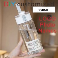 TRITAN Bottle Customize Print Your Name LOGO Photo 550ML Plastic Food Safety Material BPA Free Summer Flower Tea Juice Container
