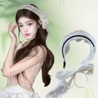New Vintage Pastoral Lace Hair Band White Lace Bow Wrap Sweet Headband Elegant Embroidery Ribbon Headband Wedding Accessories