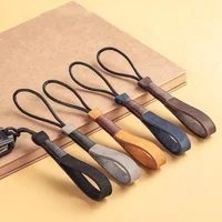 Upscale Handmade Real Leather Cowhide Auto Keychain Wrist Rope Belt Key Chain Men Women Car Key Pendant Accessories Diy Gift
