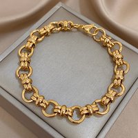 Charm Geometric Circle Chain Bracelets for Women Fashion Gold Color Stainless Steel Bracelet Waterproof Jewelry