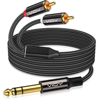 6.35mm To 2RCA Cable 1/4Inch Male TRS To Dual RCA Male Stereo Audio Y Splitter Cable for Guitar Speaker Amplifier Sound Card Etc