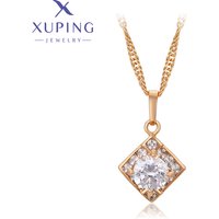 Xuping Jewelry New Arrival Fashion Square Shaped Pendant Necklace of Gold Color Women Baby Party Gift X001018347