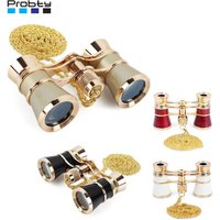 Probty 3X25 Opera Glasses Binoculars Metal Body With Chain Theater Telescope Women Girls Optical Design Gift Retro Binoculars