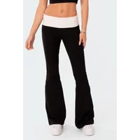 Women Fashion Flared Pants Casual Contrast Color Creativity Elastic Waist Bell Bottoms Bootcut Trousers Y2K 2024 New Streetwear