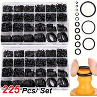 225 PCS/Set O-Ring Combination - Oil and Water Resistant Rubber Seals, Various Sizes, Suitable for Automotive and Multi-scenario