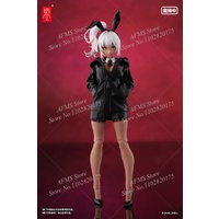SNAIL SHELL 1/12 Scale Mobile Suit Girl Black Coat Cute Bunny Girl Long Sleeved Hooded Jacket Fit 6" Women Soldier Action Figure