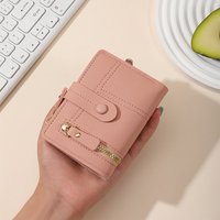New Wallet Women's Short Small Fresh and Cute Solid Color 2 Fold PU Multi-card Women's Wallet