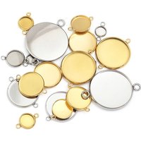 Louleur 10pcs Double Hole Stainless Steel Cabochon Base Round Blank Bezel Trays For Beacelet Diy Jewery Make Accessories