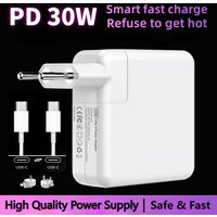30W PD Type-C Notebook Laptops Power Adapter USB-C Fast Charger For MacBook Air / Pro Series A1534 / A1932 , iPhone 15