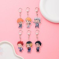 1/12Pcs Anime Figures Haikyuu Acrylic Car Keychain Cute Backpack Pendant Funny Bag Charms Accessories Decoration Holiday Gifts