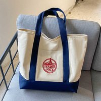 Tr Joes Large Capacity Shopping Bag Canvas Bag Embroidered Casual Handheld Single Shoulder Bag for Men And Women