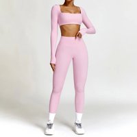 2PCS Yoga Set Sports Suits Women Sportswear Gym Leggings Long Sleeve Crop Top Fitness Bra Workout Clothes Female Athletic Wear