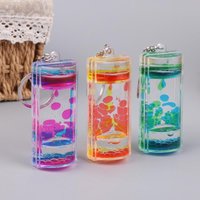 Colorful Motion Bubbler Hourglass Keychain Dynamic Liquid Timer Bag Charm Hanging Decor