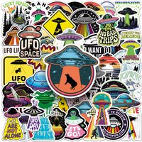 50-Pack Waterproof UFO Alien Spacecraft Graffiti Stickers for Mobile Phones Laptops Guitars Computers And Decorative Decals