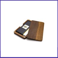Walnut Wood ID Name Card Sleeve for Men Women Office Wooden Business Card Holder Portable Magnetic Closure Business Card Case