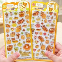 Kawaii Rilakkuma Bakery Epoxy 3D Puffy Stickers Bread Honey Bear Bubble Decals for Scrapbooking Journal Kids DIY Craft Gifts