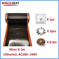 150w/m2 50cmX2m AC220V Infrared Graphene PTC Heating Film Warm Floor Mat Kits with Accessories Clips Insulation Pastes