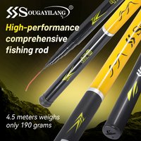 Sougayilang Telescopic Fishing Rod Lightweight Fiberglass Hand Pole 2.7M-6.3M Smooth Retractable Freshwater Carp Fishing Tackle