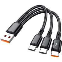 3 In 1 USB To Type C 100W Fast Charging Data Cord USB-C Mobile Phone Charging Wire For Samsung Xiaomi Huawei Quick Charge Cord