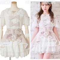 Japanese Style Summernew Jirai Kei Soft Girl Large Bow Short-sleeved Shirt Top High Waist Sweet Bow Color Matching Pleated Skirt