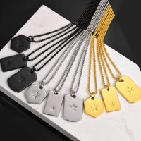 Vnox 60cm Stylish Dog Tag Pendant Neckalce for Men, Stainless Steel Geometric Box Chain Necklace, Birthday Graduate Father Gift