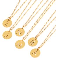 Stainless Steel A-Z 26 Initials Name Necklace Alphabet Round Pendant Letter Necklaces For Women Choker Jewelry Gifts Wholesale