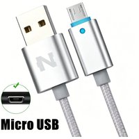 Micro USB Charging Braided Cable With Smart Led For Samsung S7 Redmi 9A 10A 12C Honor 8X 9i 20i OPPO R11 R15 Realme C30 C31 C33