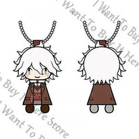 20cm Anime Danganronpa Nagito Komaeda Cosplay Maumet Cotton Printing Fluffy Keychain Cartoon Keyring Puppet Widget Pendants Gift