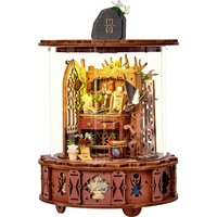 DIY 360° Doll House Magic Music Box Miniature Furniture 3D Assembly Dollhouse Cas Toys New Year Christmas Birthday Gifts