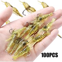 Soft Silicone Simulation Shrimp Lure With Hook Artificial Baits Fishing Lures Fishing Accessory Set 5/10/20/50/100PCS Optional