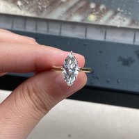 14K Yellow Gold Simple 2Ct EF/VS VVS Marquise Cut CVD&HPHT Lab Grown Diamond Women Ring For Engagement Quality Fine Jewelry