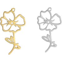 5pcs/Lot Wholesale Poppy Flower Charms For Jewelry Making Stainless Steel Diy Necklace Earrings Pendants Accessories Supplies