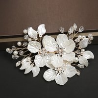 Exquisite Crystal Pearl Flower Bridal Headwear White Elegant Bride Headdress Luxury Handmade Wedding Hairpin Hair Accessories