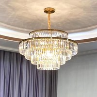 Luxury Crystal Led Chandelier Ceiling Lights Dining Table Light Lustre Salon Ceiling Hanging Lamp Living Room Chandeliers Lamps