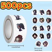 500Pcs Demon Slayer Kokushibo Chibi Sticker Roll, Cute Multi-Pose Anime Character Decals for DIY, Journal & Gift Decor
