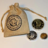Harries Potters Movie Perimeter Gringotts Commemorative Coin Badge Gold Elf Money Bag Gold Galleon Birthday Gifts Collectibles