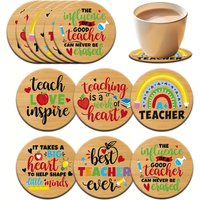 6PCS Retro Wooden Coasters Heat Insulation Anti-Slip Desktop Protection Coffee Shop Office Bar Home Decor Teacher's Day
