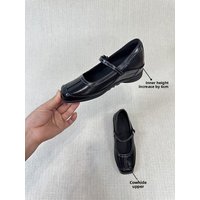 Retro Style Mary Jane Shoes Women's Leather Upgraded Version 6cm Heightening Non-Repeating Square Head Fashionable Flats