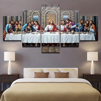 5 Panels Jesus Christ Home Decor Canvas Painting, The Last Supper Posters and Prints for Living Room Wall Decor No Frame