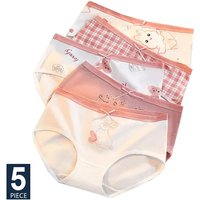 5Pcs Cute Print Young Girls Briefs Cotton Panties Women Breathable Underwear Sexy Low-Rise Ladies Underpants Female Lingerie