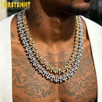 2026 New Iced Out Cross Necklace for Men Women Bling Cubic Zirconia Asymmetric Cross Charm Cuban Chain Hip Hop Jewelry