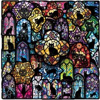 50 PCS Gothic Style Stained Glass & Black Cat Stickers Vinyl Removable Stationery Decals Decorate Cup Helmet Skate Decals