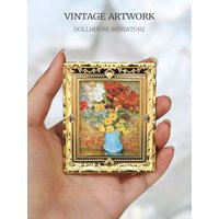 1 Piece Miniature Oil Painting Frame for Dollhouse, 1:12 Scale Mini Vintage Palace Style Wall Decor Accessory for Toy House