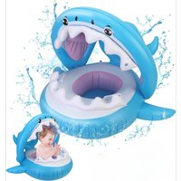 Baby Float Swimming Pool Toddler Floaties with Inflatable Canopy Shark Infant Pool Float for Kids Baby Swimming Pool Float Ring